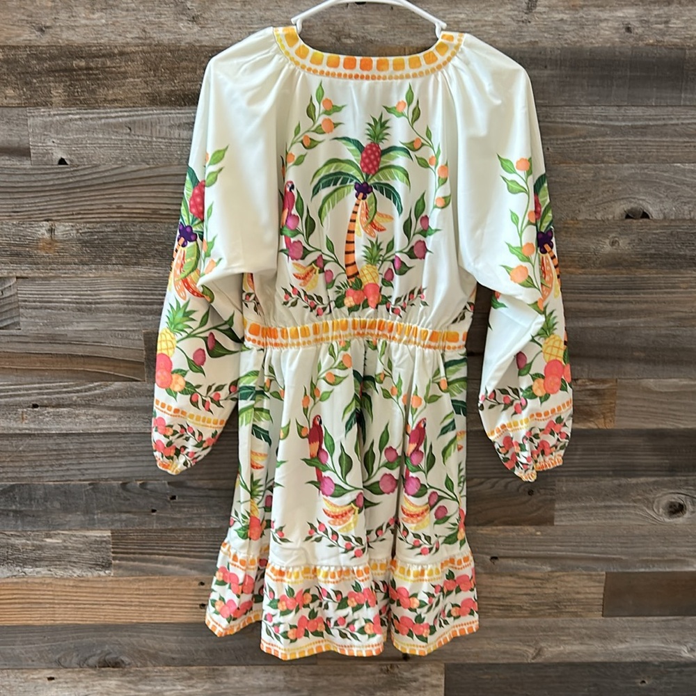 NWOT Sunday Up Yellow Green Dolce Vita Italy Lemon Printed Abstract Dress Small - Picture 6 of 9